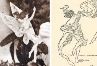 Comparison between Shepperson illustration and Cottingley Fairy Photo A
